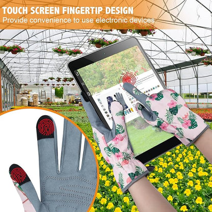 Leather Gardening Gloves for Women Thorn Proof Garden Gloves Touch Screen Working Gloves Gifts,M