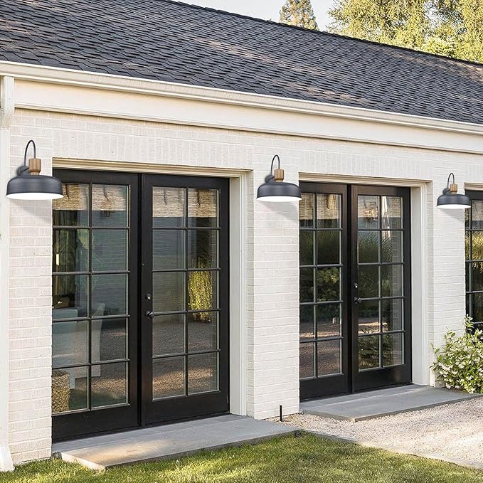 Outdoor Barn Light Hammered Barn Light, Farmhouse Exterior Wall Mount Light Vintage Wall Lighting Fixture Industrial Sconce Lantern for Porch, Entryway, Garage, Blue, 2 Pack, Large