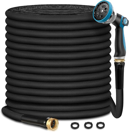 Garden Hose 25 FT, Heavy Duty Water Hose with Aluminum Fittings, Puncture Proof All-weather, Ultra-Lightweight and Flexible, Watering and Cleaning for Outdoor, Lawn