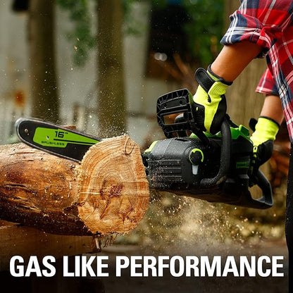 Greenworks 80V 16" Brushless Cordless Chainsaw (Great For Tree Felling, Limbing, Pruning, and Firewood / 75+ Compatible Tools), Tool Only