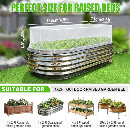 Garden Netting for Raised Beds, 2 Pack Ultra Fine Mesh Plant Covers for 4x2ft Raised Bed to Keep Small Animals Pest Out, Bird Mosquito Barrier Screen for Protecting Vegetables Fruits Flowers