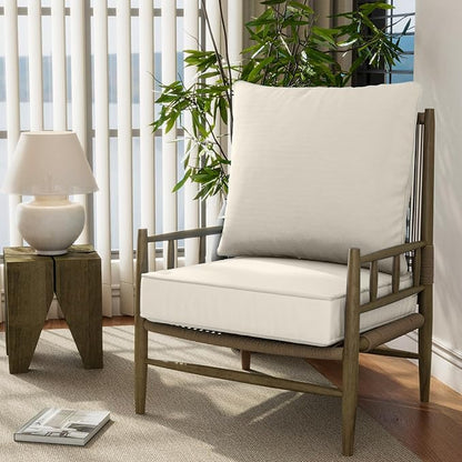 24" x 24" x 6" Outdoor Deep Seat Cushions Set - 2 Set Waterproof & Fade Resistant Patio Furniture Replacement Cushions, Non-Slip Outdoor Cushions Fit Loveseats, Couches, Chairs, and Sofas.