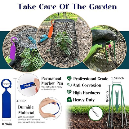 Feel Natural 10 Pcs Plant Protectors from Animals,9.25"x9.45"Heavy Duty Chicken Wire Cloches for Plants,Metal Mesh Garden Covers for Outdoor Plants,Strawberry&Seedling,Keep Rabbits Squirrels Cats Out