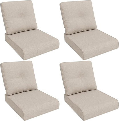 Outdoor Chair Cushions Set for Patio Furniture, 22x25/22x24 Inch, Waterproof & Fade Resistant Patio Chair Cushions, Thick Patio Furniture Cushion for Chair, Sofa, and Couch (Beige, 4 Set)