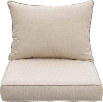 Generic Outdoor Patio Furniture Replacement Cushions,25X25X5 Inch Deep Seat Chair Seat Back Cushion Set,All Weather Breathable Sectional Cushions for Patio Furniture Couch Loveseat,Beige Sand