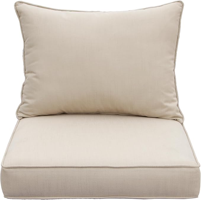 Generic Outdoor Patio Furniture Replacement Cushions,24X24X5 Inch Deep Seat Chair Seat Back Cushion Set,All Weather Breathable Sectional Cushions for Patio Furniture Couch Loveseat,Beige Sand