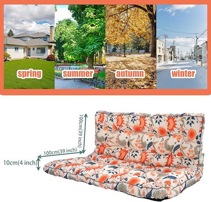 Replacement Cushions for Swing, Swing Cushions 3 Seater Replacement, Waterproof Thicken Washable Pad Cushion for Outdoor Indoor Furniture Swing Patio (Sunflower Orange, 40x63 inch)