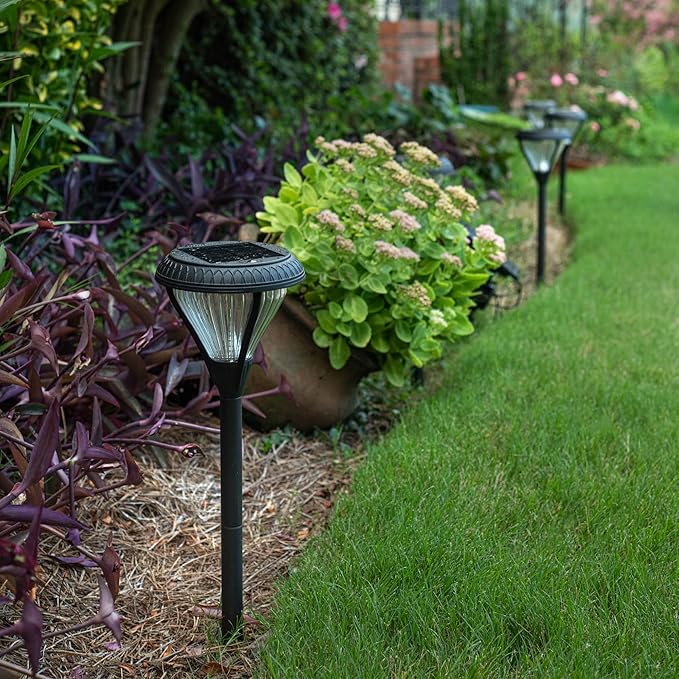 Gama Sonic Premier Outdoor Pathway Garden Landscape Light with 2 Color LEDs, Warm White and Bright White, Black, Heavy Duty Cast Aluminum, 50 Lumens, 4-Pack (239iP490080)