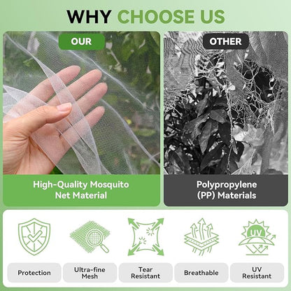 4 Pack Bird Netting for Garden Protection with Zipper & Drawstring - Garden Netting Pest Barrier 4.9x4FT,Cover for Blueberry Bushes Tomato Fruit Tree and Plants Protection from Insect Mosquito Birds