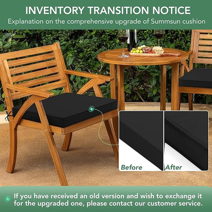 Outdoor Chair Cushions Set of 4: Waterproof & Fade Resistant Deep Seat Cushion for Patio Furniture - 24 x 24 x 3 Inch Chair Pads with Ties and Hidden Zipper - Patio Chair Cushion Replacement, Black