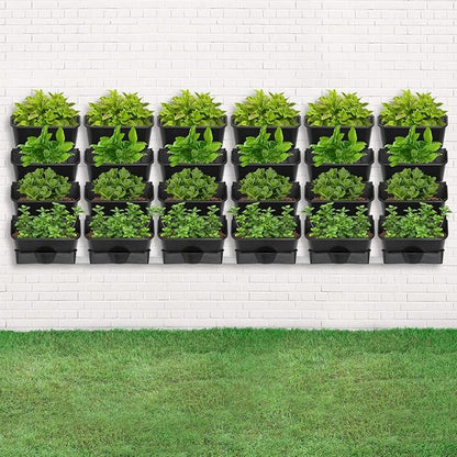 Large 24 Pot Wall Mounted Planter Box for Vertical Gardening, Self Watering Indoor Outdoor Planters with Automatic Drip System & Drainage Holes,for Herbs Flowers