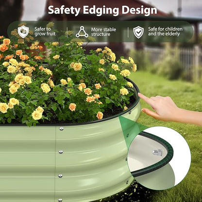 Winpull Raised Garden Bed Kit, 5x2x1 ft Galvanized Planter Box Outdoor with Safety Edging, Large Metal Raised Beds for Gardening Vegetables Flower Fruits (Avocado Green)