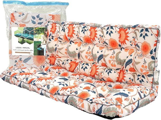 Replacement Cushions for Swing, Swing Cushions 3 Seater Replacement, Waterproof Thicken Washable Pad Cushion for Outdoor Indoor Furniture Swing Patio (Sunflower Orange, 40x63 inch)