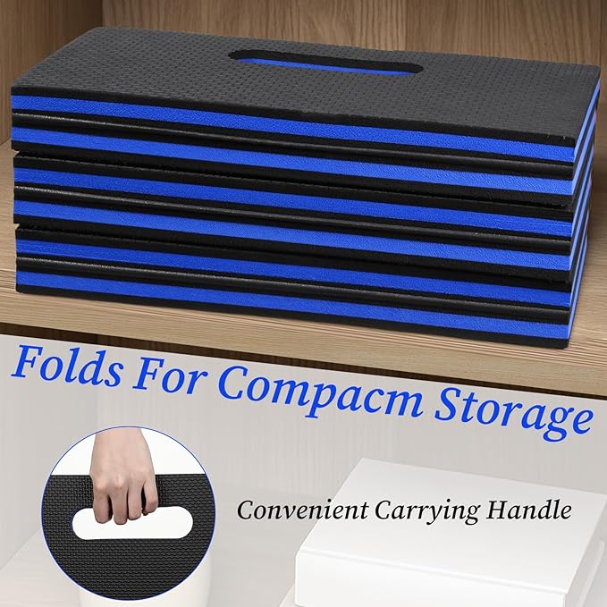 Foldable EVA Mat with Carrying Handle, 2.5cm Thick Foam Cushion Kneeling Pad High Density Water Resistant Anti Slip Knee Mat for Workout Exercise Mechanic Garages Picnics Gardening Camping Gym