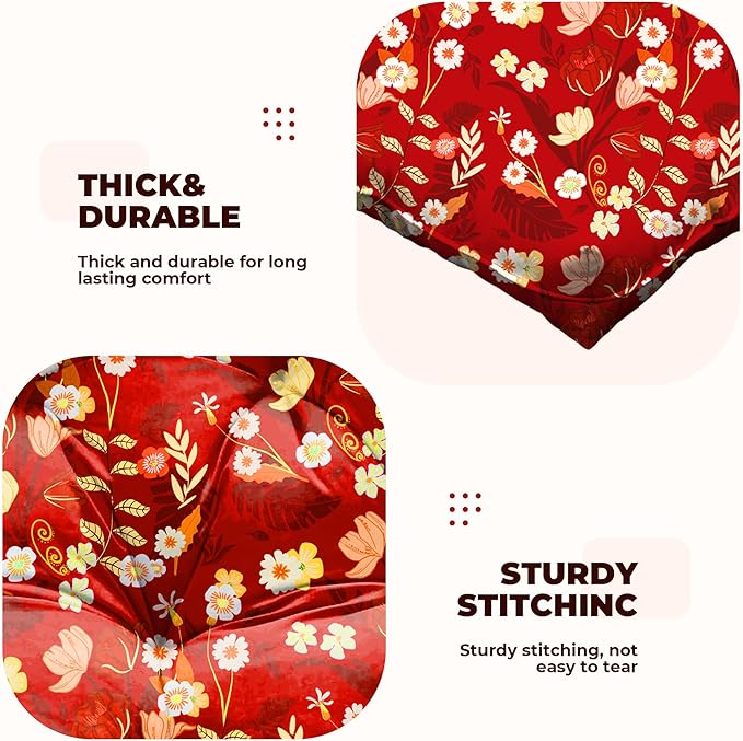DANGHOOGY Wicker Chair Cushions, Waterproof Outdoor Loveseat Cushions for Patio Furniture, Tufted Wicker Furniture Cushions, 1 Loveseat and 2 U-Shaped Cushions (Black Floral)