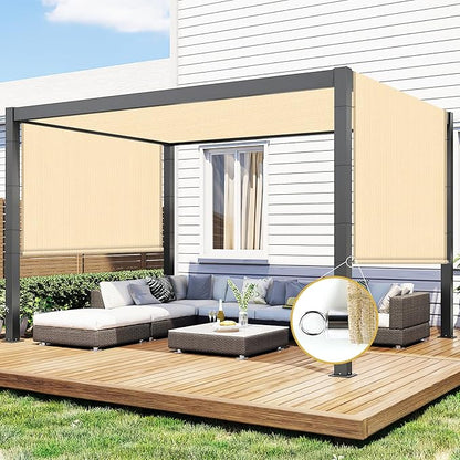 Shade&Beyond 8'x16' Pergola Shade Cover with Weighted Rods & Grommets, 90% UV Block Outdoor Sun Shade Cloth Canopy Replacement Cover for Patio Porch, Wheat