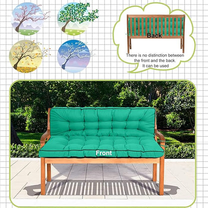 Swing Replacement Cushions with Backrest, 2 or 3 Seater Waterproof Non-Slip Overstuffed Swing Pad, Indoor/Outdoor Bench Cushion for Porch Chair Swing Garden Furniture (Lake Blue, 40 * 70.8in)