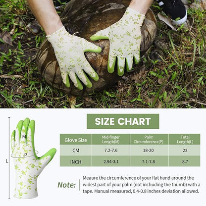 Pleneal Gardening Gloves for Women Men - 6/3 Pairs Garden Gloves with Grip, Latex Coated Working Glove, Medium Size
