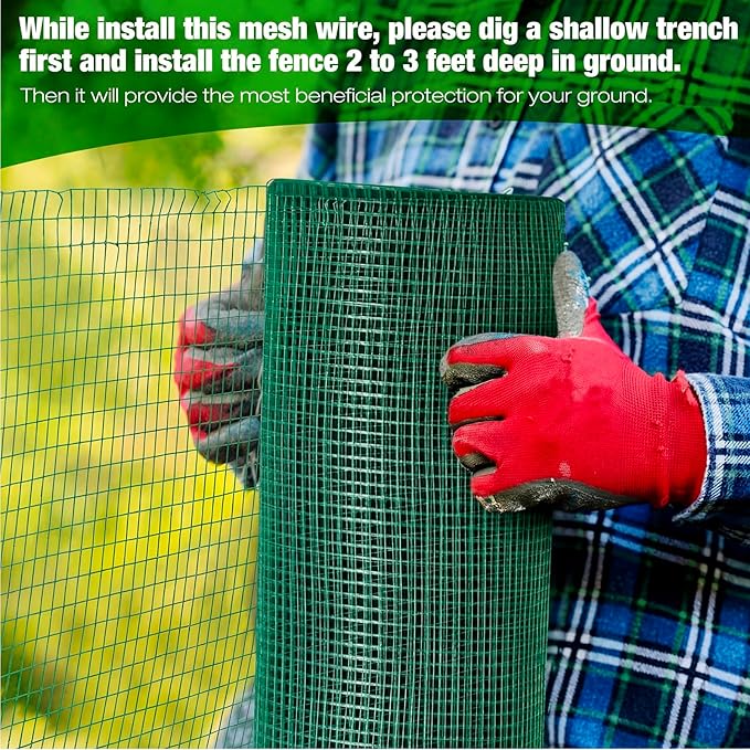Tatuo Hardware Cloth 1/2 Inch 48in x 150ft Hot Dip Galvanized After Welded Cage Mesh Rolls 21 Gauge Metal Chicken Wire Roll Wire Fencing Poultry Netting for Raised Garden Rodent Animals(Green)