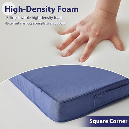 Outdoor Chair Cushions Set of 4 -Waterproof Outdoor Seat Cushions for Patio Furniture, Patio Chair Cushion with Handle and Ties, Square Out Door Chair Pads,19" x 19" x 3", Navy Blue