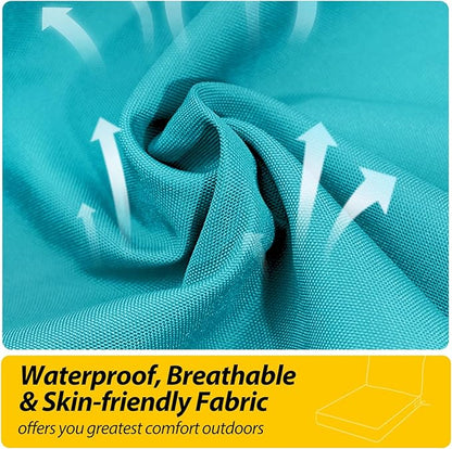 AAAAAcessories Outdoor Seat Cushions for Chairs, Fade-Resistant, Waterproof Patio Furniture Replacement Cushions, 24" x 24" x 5" + 24" x 19", Turquoise Blue