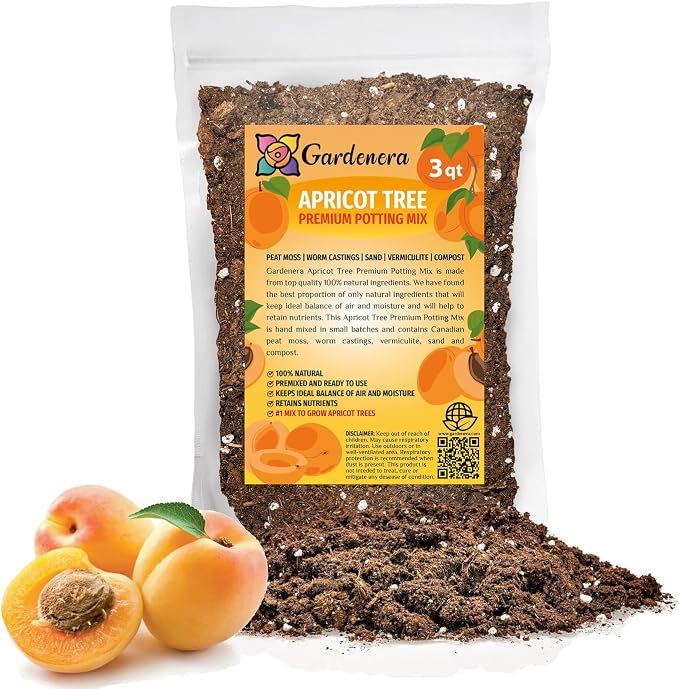 Gardenera Premium Apricot Potting Soil Mix - Ideal Nutrient Blend for Growing Robust, Flavorful, and Bountiful Apricots - 3 Quart