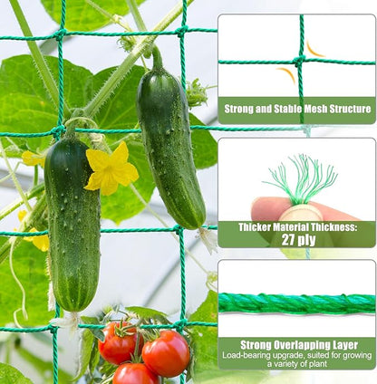 Garden Trellis Netting - Heavy Duty Trellis Net for Climbing Plants, 26.3x6.6Ft Plant Netting for Cucumber, Tomato, 27 Strands Nylon & 4x4 IN Mesh, Grow Netting for Fruits, Vegetables, Grape, Bean,Pea