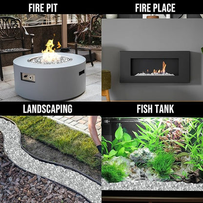 Skyflame 10-Pound Fire Glass for Fireplace Fire Pit and Landscaping, Platinum Reflective, 1/4-Inch