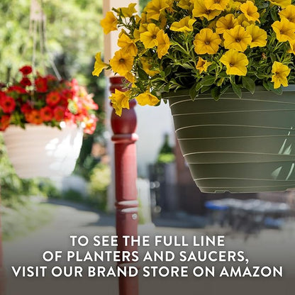The HC Companies 11 Inch Wrapt Hanging Planters, Lightweight UV-Resistant Plastic Hanging Planters for Indoor & Outdoor Plants, 2-Pack Hanging Flower Pots for Garden, Patio & Home Decor, Pepperstone