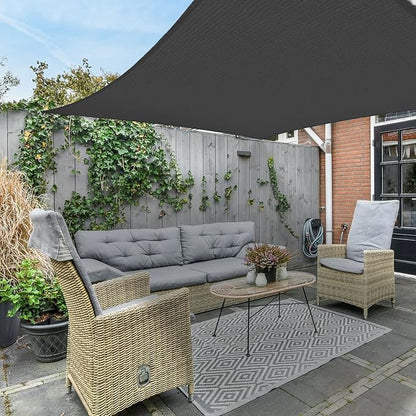 AsterOutdoor Sun Shade Sail Rectangle 16' x 16' UV Block Canopy for Patio Backyard Lawn Garden Outdoor Activities, Graphite