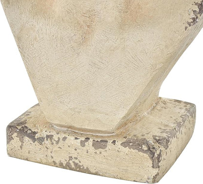 Deco 79 Magnesium Oxide Woman Indoor Outdoor Planter Distressed Antique Greek Bust Large Planter Pot with Floral Accents, Planter 11" x 10" x 22", Cream