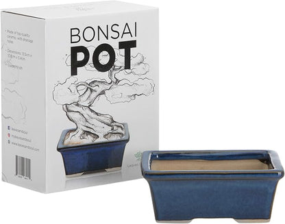 Leaves and Soul Bonsai Kit – Blue Ceramic Pot Set with Soil Mix, 160ft Training Wire, Cutter, Fertilizer & Storage Bag | Complete Beginner Bonsai Starter Set