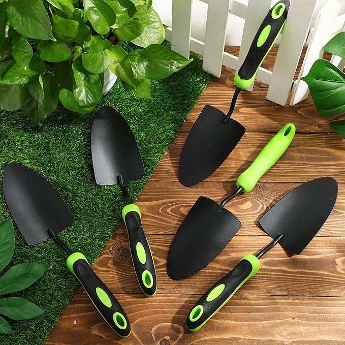 16 Pcs Garden Shovel Aluminum Alloy Heavy Duty Trowel Small Digging Shovels Metal Hand Trowel Spade with Soft Handle for Garden Lawn Yard Planting Tool (Shovel with Ruler,Green)