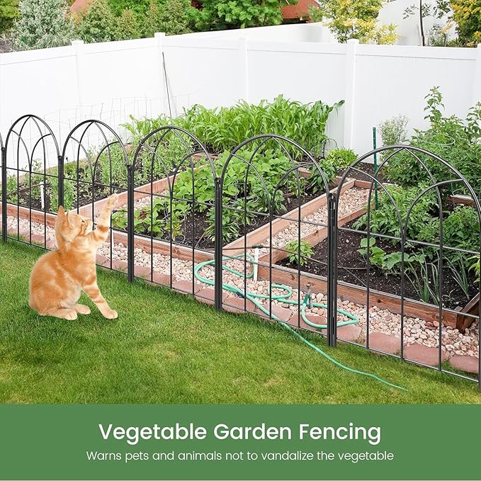 Youpehom Black Garden Fences Animal Barrier, 12.55"*16.48" Garden Border Fencing, Rustproof Metal No Dig Fence for Dogs, Outdoor Fence, Dog Fencing for Patio, Flower Bed, Farm (Medium 10 pcs)