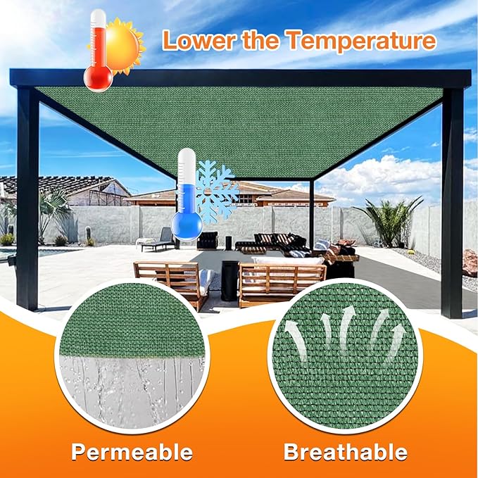 Artpuch Outdoor Pergola Shade Cover 4' X 11' Sun Shade Cloth with Grommets, 90% UV Protection Canopy Patio Privacy Screen (Customized Available) GN107, Green