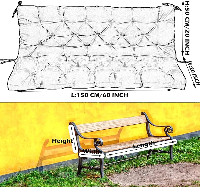 Replacement Cushions for Swing, Swing Cushions 3 Seater Replacement, Waterproof Thicken Washable Pad Cushion for Outdoor Indoor Furniture Swing Patio (Green Leaves, 40x60 inch)