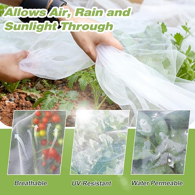 Garden Netting Pest Barrier,8'x10' Fine Bug Netting for Garden Protection Row Cover Raised Bed Screen Mesh Greenhouse Mosquito Net, Protecting Tree Plants Vegetable Flowers Fruits