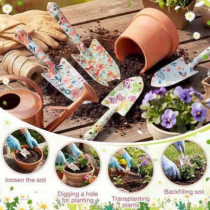 24 Pcs Floral Garden Shovels Bulk Gardening Gift for Women Heavy Duty Garden Tools Floral Hand Shovel for Mom Employees Birthday Thank You Gifts (Green Watercolor Flowers)