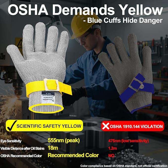 Dowellife ANSI A9 Cut Resistant Glove Food Grade, Stainless Steel Mesh Metal Knife Cutting Glove for Butcher Meat Cutting Oyster Shucking Kitchen Mandoline Chef Slicing Fish Fillet (Small-3 Pcs)