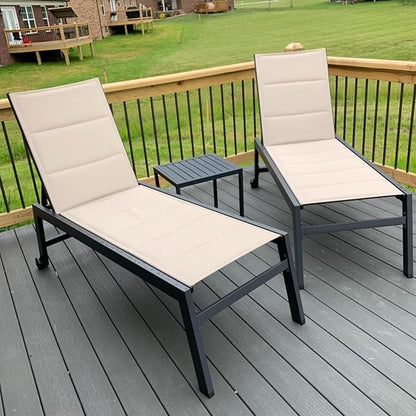 PURPLE LEAF Outdoor Patio Chaise Lounge Set of 4 Aluminum Lounge Chair with Wheels and Side Table Pool Chaise Chair for Outdoor Garden Poolside Beige