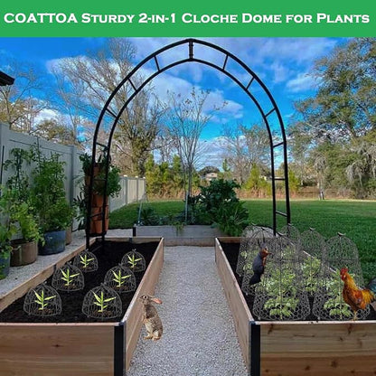COATTOA Plant Protector Chicken Wire Cloche 8 PCS, Plant Protectors from Animals, 18.7×12 Inch Large Garden Cloches for Plants, Sturdy 2-in-1 Cloche Dome for Plants, Plant Protectors for Easy Pruning