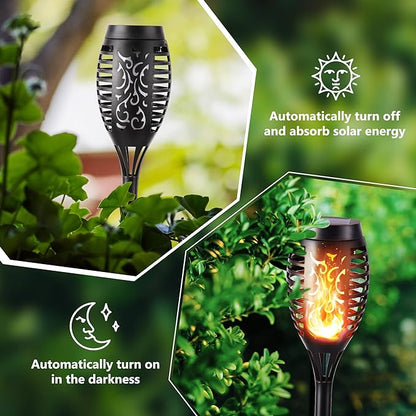 Toodour Solar Torch Flame Lights, 12 Pack Solar Lights Outdoor with Flickering Flame, Waterproof Patio Light Landscape Decoration Lighting for Garden, Lawn, Yard, Outdoor Decorations