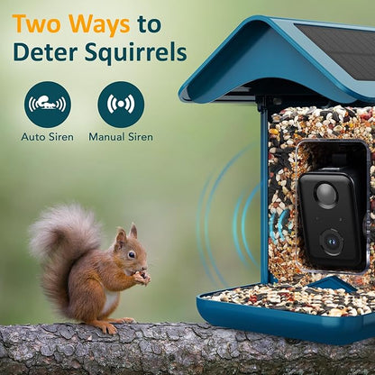 BIRDLEGEND® BL01 Bird Feeder with Camera Solar Powered, Free AI Smart Camera Bird Feeder with 64GB Card DIY Add-ons 1080P Live Auto Capture Videos Pictures, Gifts for Birdlover Mom Dad, 2.4GHz WiFi