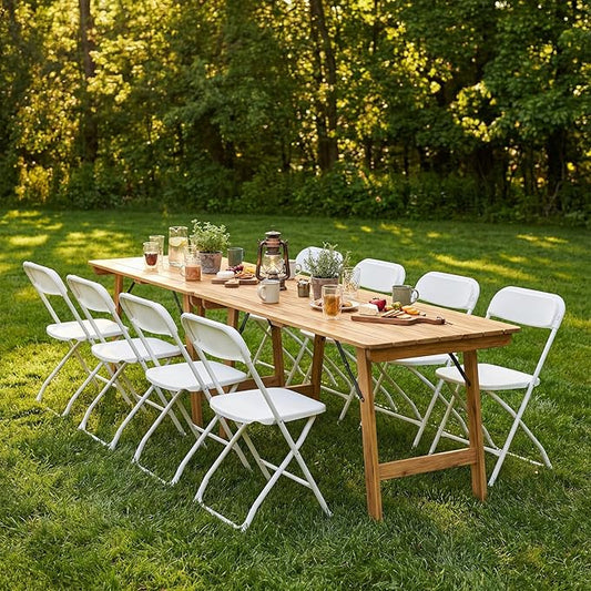 DUMOS Folding Chairs Sets of 20, 330lbs Plastic Stackable Portable Patio Dining Sets, Fold Up for Indoor Outdoor, Camping, Garden, Party, Meeting (White)