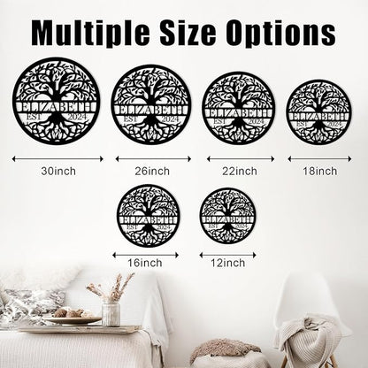 Personalized Metal Signs | Tree of Life Custom Wall Art | Outdoor Balcony Decor | Last Name & Family Signs | Couples Wedding Gifts