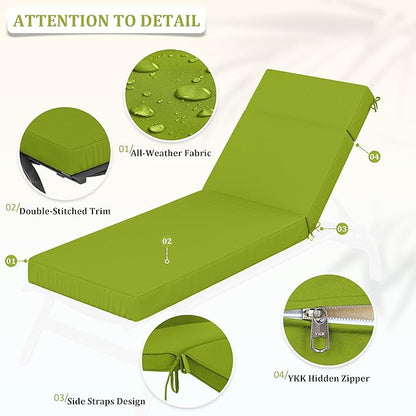 Chaise Lounge Cushions Outdoor, 80" L X 26" W X 4" D Lounge Chair Cushions for Outdoor Furniture, High-Density Foam Outdoor Chaise Cushion-Waterproof Fade-Resistant ThickPatio lounge chair cushion