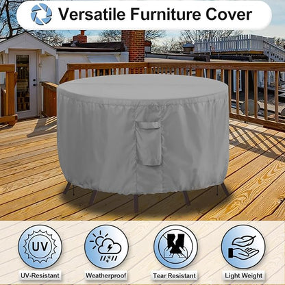 OutdoorLines Outdoor Waterproof Patio Table Furniture Set Covers - Round Couch Sectional Cover Outside Weatherproof Patio Furniture Covering for Deck, Lawn and Backyard 84" Dia x 28" H, Grey