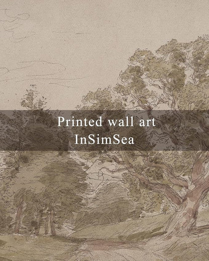 InSimSea Framed Canvas Prints Vintage Decor, Rustic Antique Classic Forest Landscape Paintings Wall Art, Large Countryside Farmhouse Hanging Wall Decor for Living Room Bedroom Study, 24x36inch