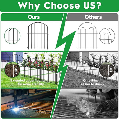 Decorative Garden Fence 17in (H) x20ft (L), Arched Rustproof Metal No Dig Fence for Dogs & Rabbit, Ornamental Animal Barrier for Flower Beds, Border Panels Fencing for Yard & Patio Outdoor Decor