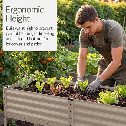 Best Choice Products 72x24x30in Non Toxic Galvanized Raised Garden Bed, Metal Elevated Planter Box, Vegetable Garden, 100% Non Toxic Materials - Taupe